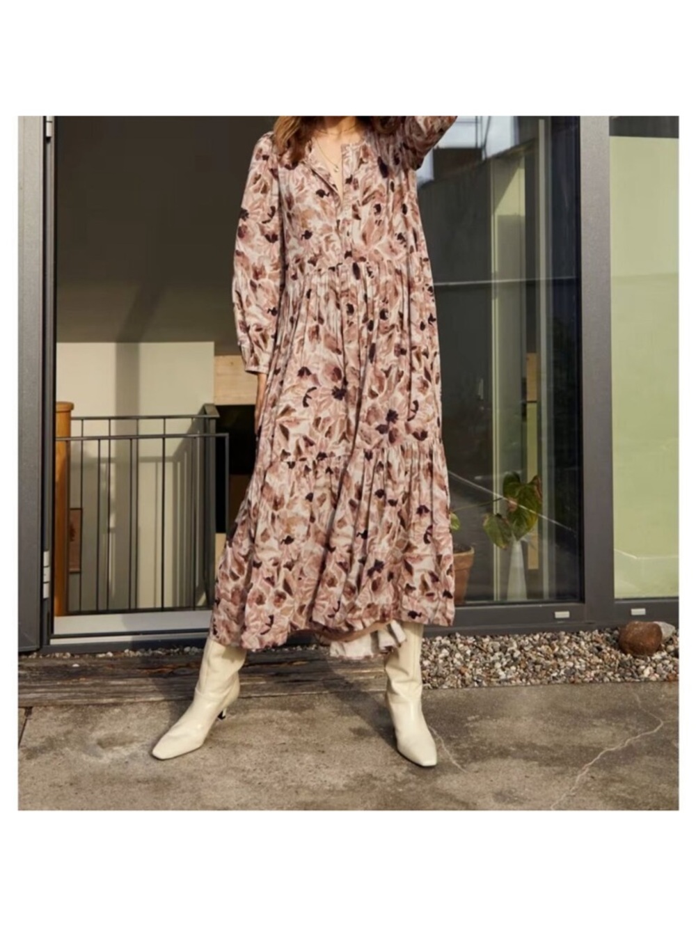 Wilfred Blush Floral Tiered Maxi Dress